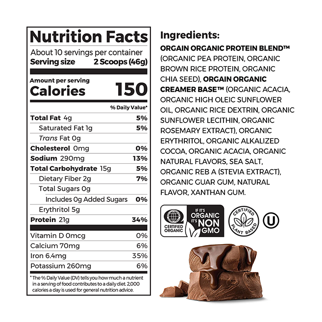 Orgain Protein Powder - PLANT BASED CREAMY CHOC FUDGE