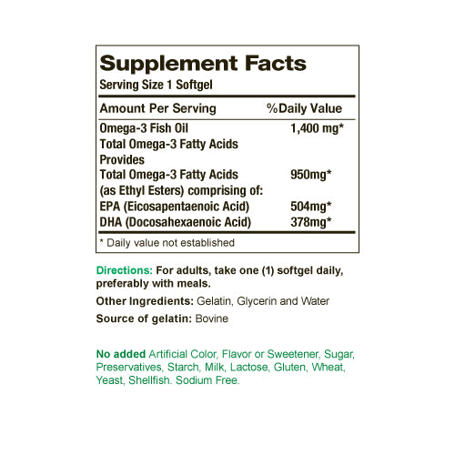 Nature's Bounty Omega-3 Fish Oil 1400mg (90 Softgels)