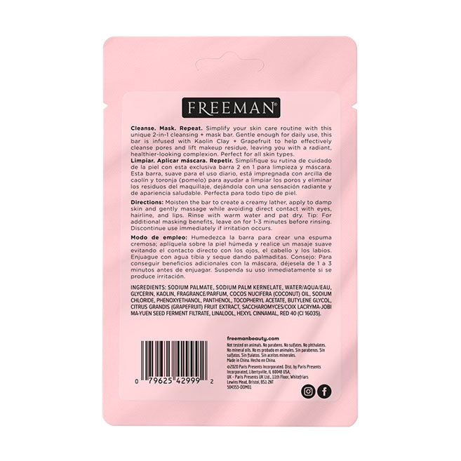 Freeman Beauty Cleansing Mask Bar Makeup Removing Grapefruit 70g
