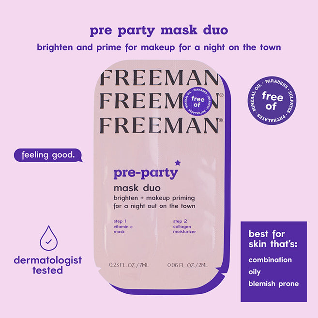 Freeman Beauty Pre-Party Bright + Makeup Priming Mask Duo