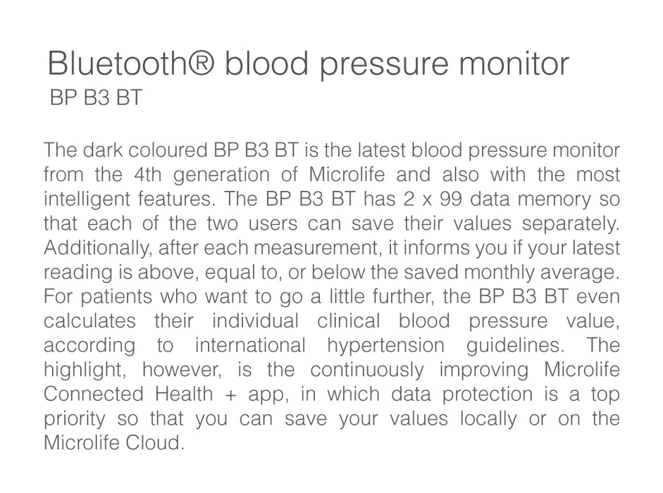 Microlife Bluetooth® Blood Pressure Monitor BP B3 BT