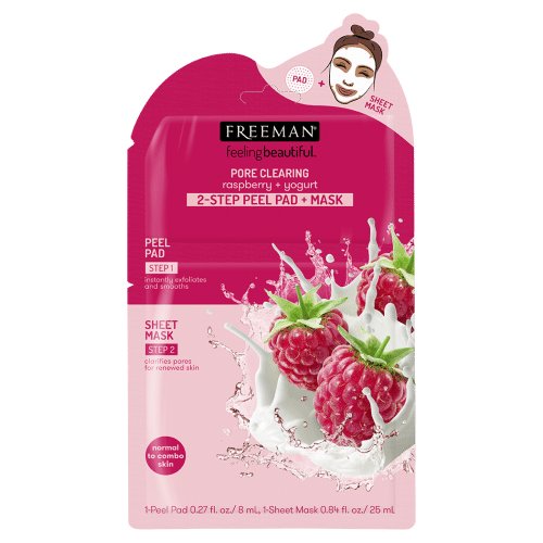 Freeman Beauty Pore Clearing Raspberry + Yogurt 2-Step Peel + Mask